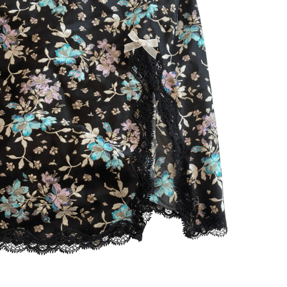 Victoria's Secret Black Floral Slip Dress With A Slit Medium - Picture 2 of 7